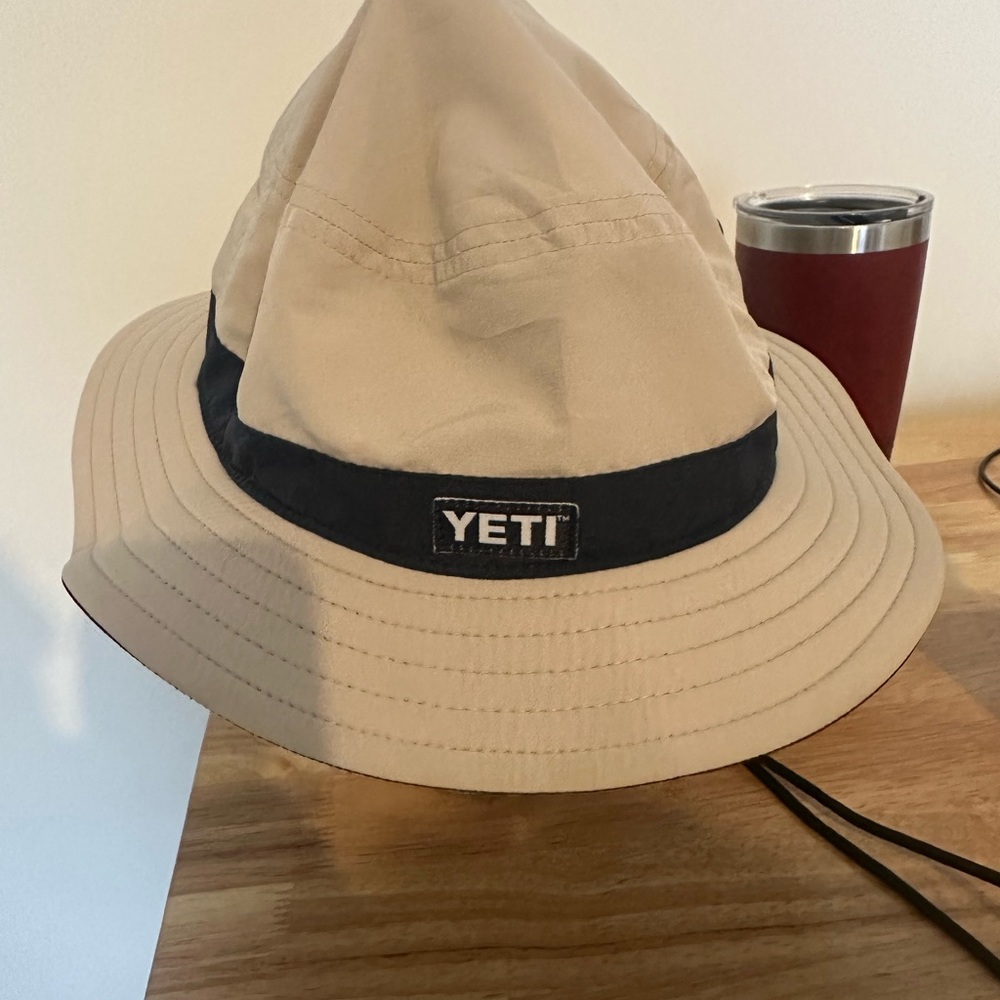 YETI Boobie Bucket Hat Beige and Navy Blue Outdoor Hat